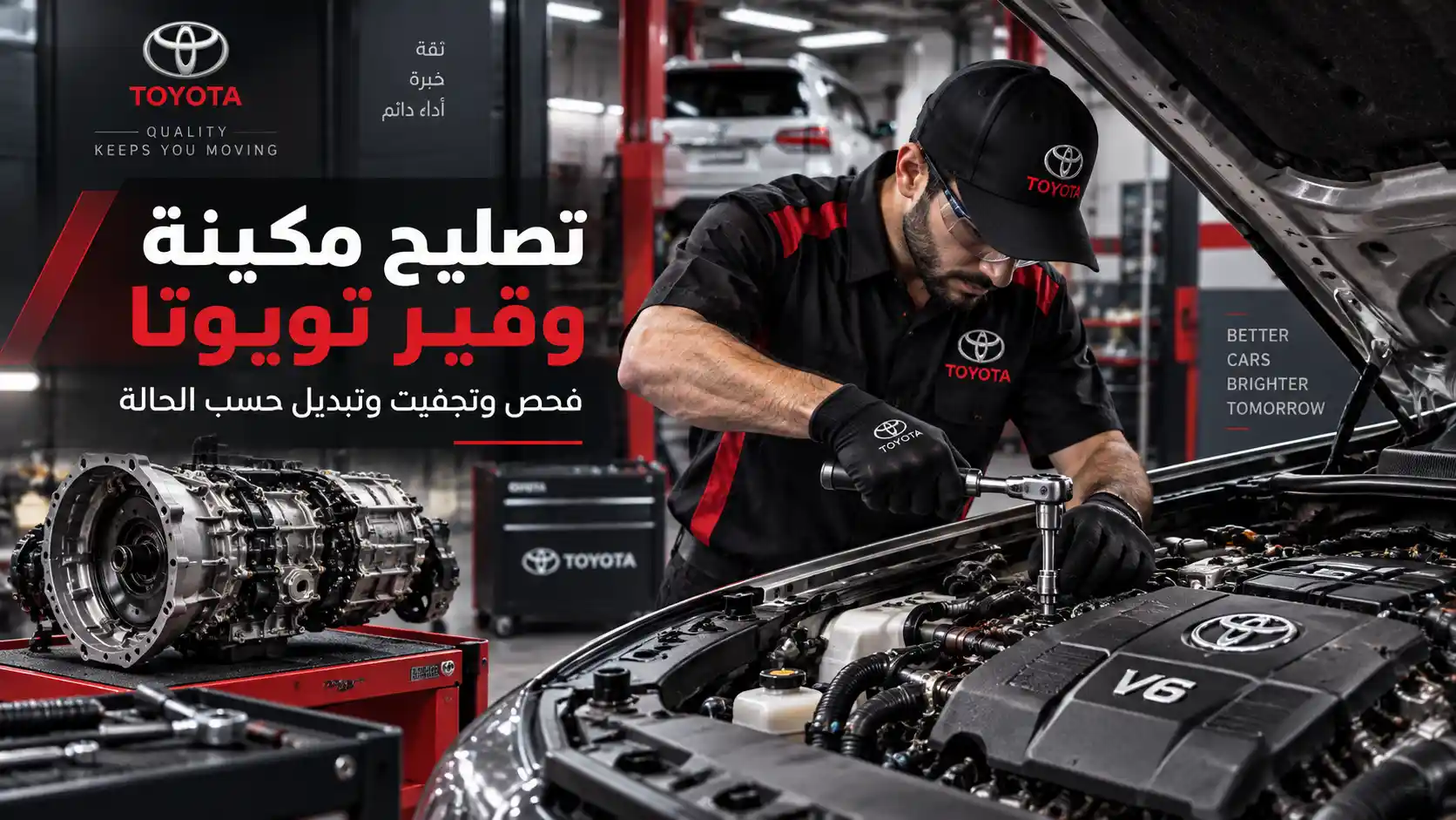 فحص وتصليح مكينة سيارة تويوتا ضمن خدمات الصيانة